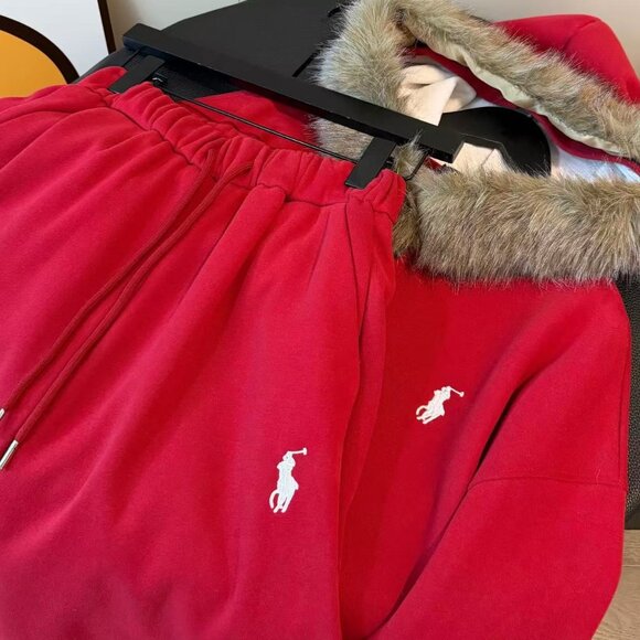 Polo Ralph Lauren red fleece-lined suit with fur collar and embroidery - Picture 7 of 8